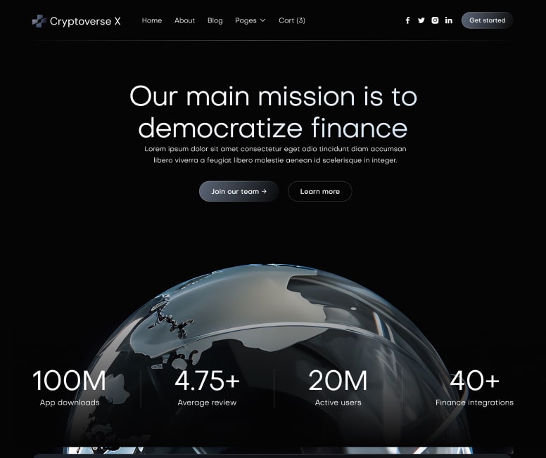 Cryptoverse X - About Page - Crypto Webflow Template