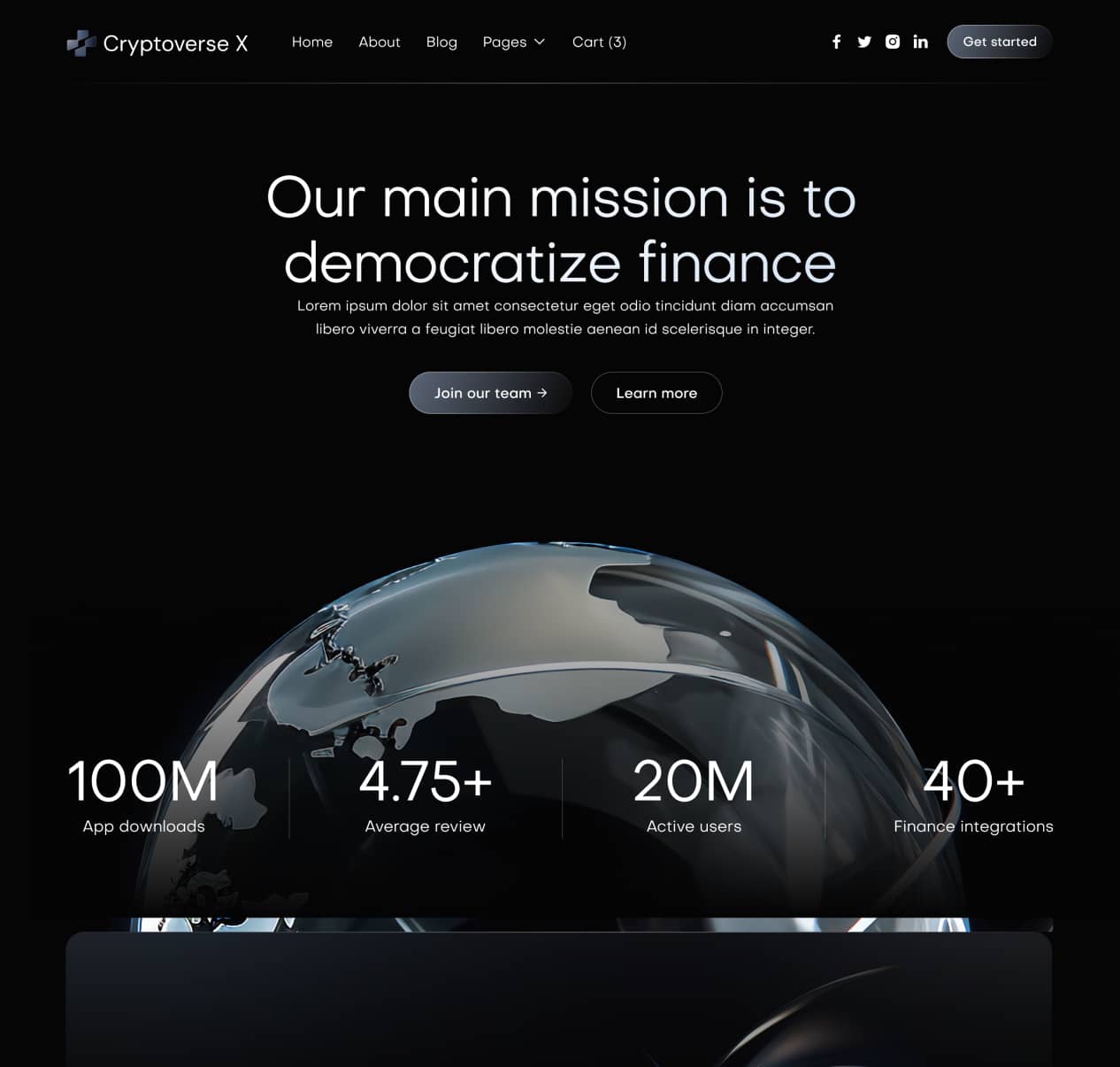 Cryptoverse X - About Page - Crypto Webflow Template