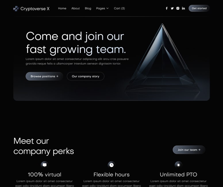 Cryptoverse X - Careers Page - Crypto Webflow Template