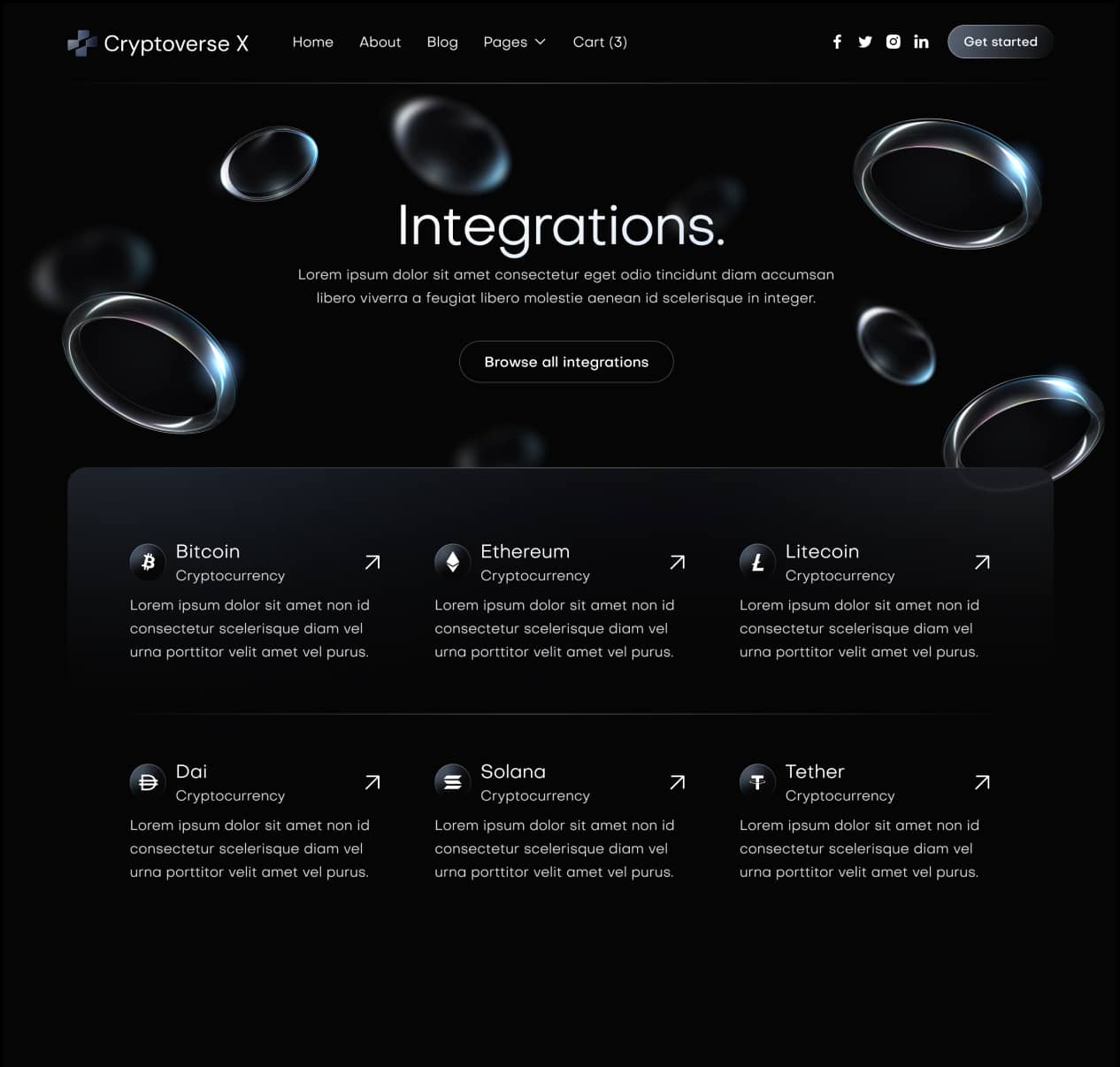 Cryptoverse X - Integrations Page - Crypto Webflow Template