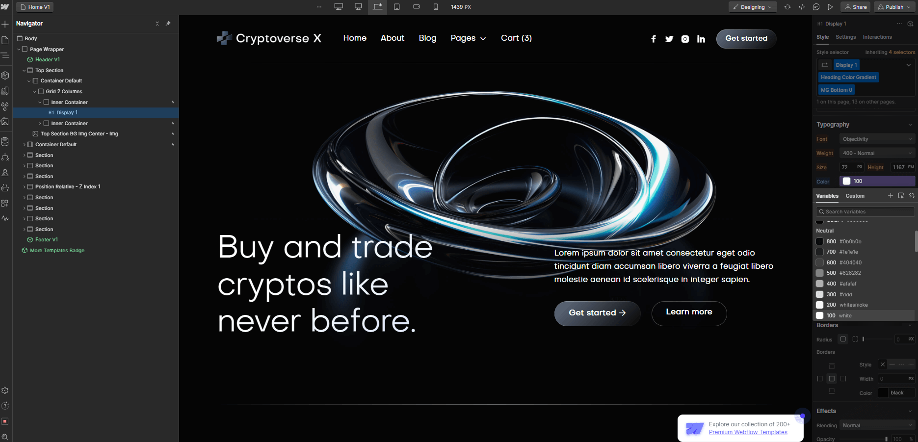 Color - Cryptoverse X  Webflow Template