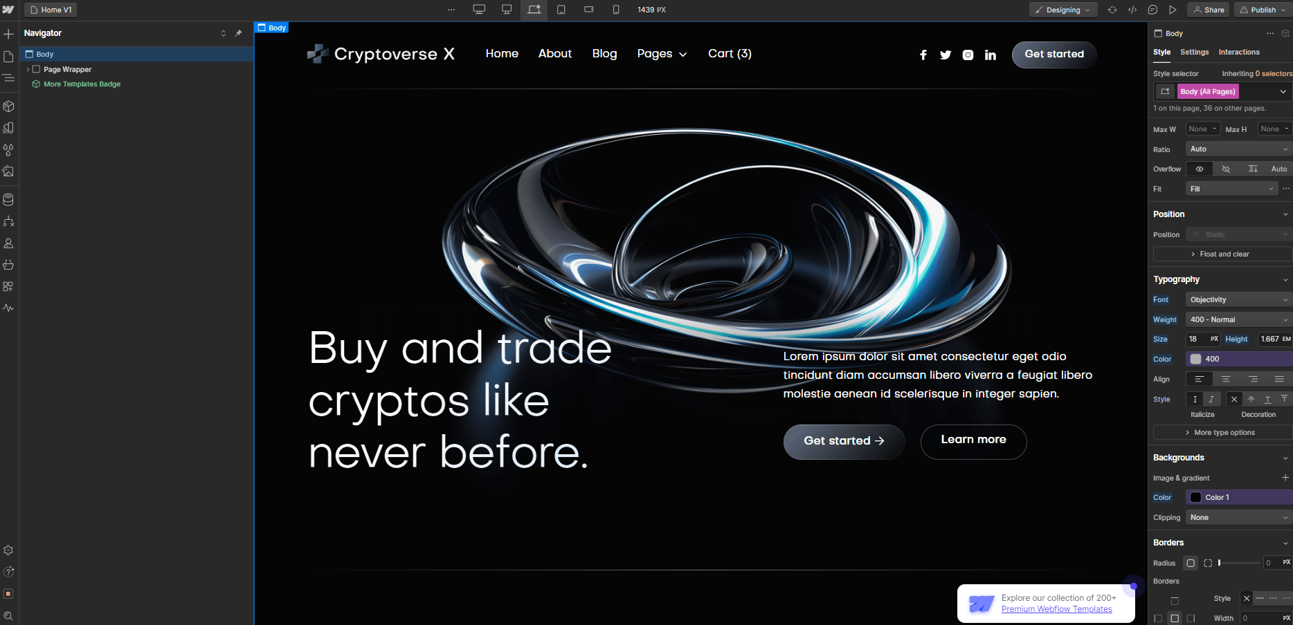 Typography - Cryptoverse X  Webflow Template